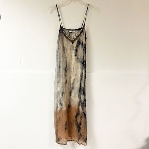 Mango Tie Die Maxi Dress Womens Size 4 Double Lined beaded neckline sleeveless
